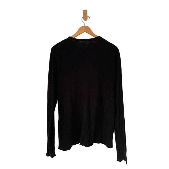 ATM Anthony Thomas Large Melillo Black Slub Jersey Destroyed Wash Henley Shirt - Picture 7 of 11